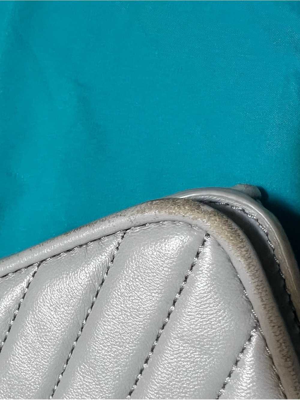 Tory Burch Light Gray Quilted Crossbody Bag